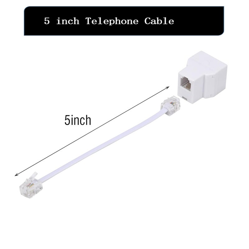 Ubramac Phone Line Splitter,Telephone Splitter,with RJ11 6P4C Plugs,Suitable for Telephone,Fax Machine,White 2-Pack - Image 2